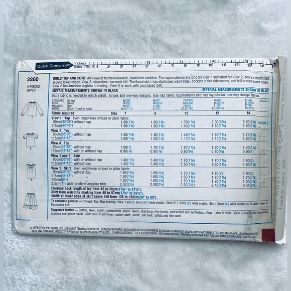 3/$15 Style 2260 70’s SEWING PATTERN SKIRT FLARED & TOPS WITH FRILLS CHI… - Picture 2 of 5